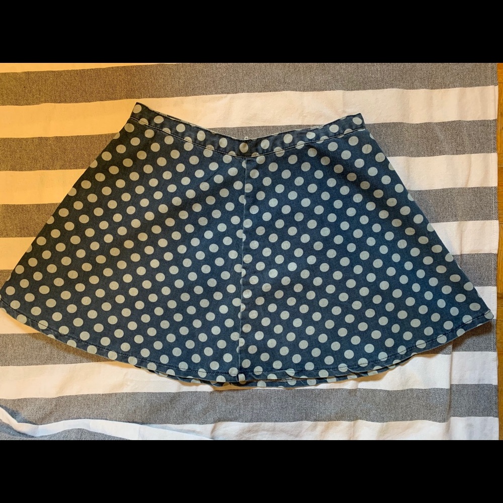 ⚡️4 for $20⚡️Topshop Moto Y2K era Denim Polka Dot Skater Skirt